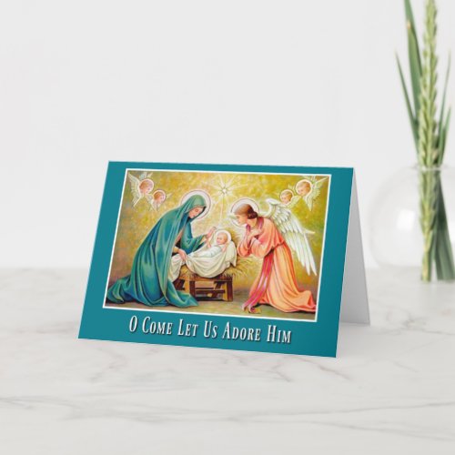 Nativity Christmas Virgin Mary Jesus Angel Holiday Card