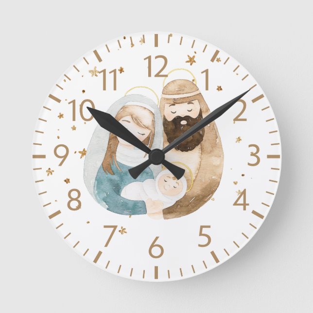 Nativity Christmas Wall Clock Home Decor (Front)