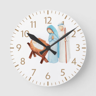 Nativity Christmas Wall Clock Home Decor holy fami