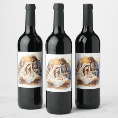 Nativity Christmas   Wine Label