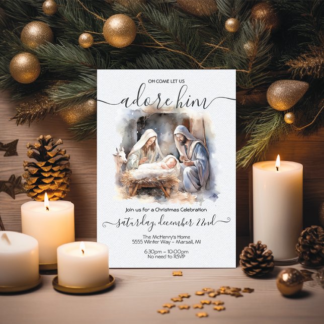 Nativity Christmas with baby Jesus, Mary & Joseph Invitation (Creator Uploaded)