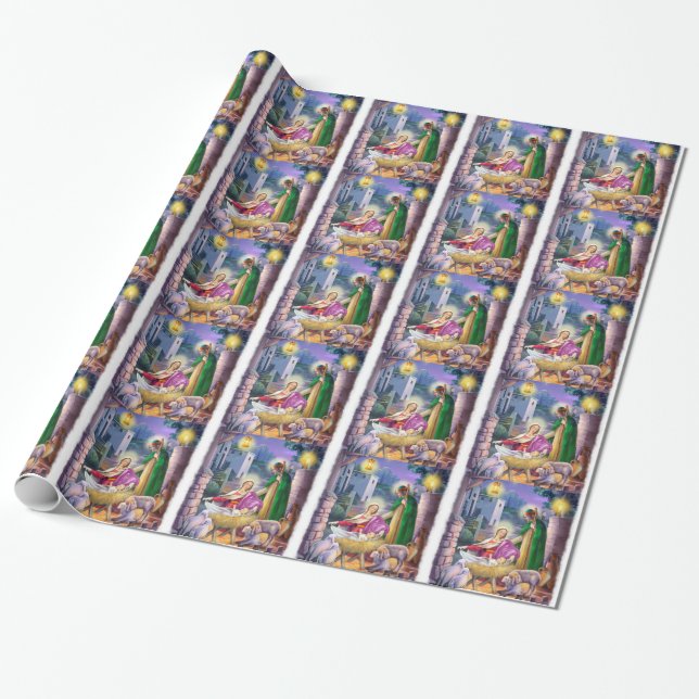 Nativity Christmas Wrapping Paper (Unrolled)