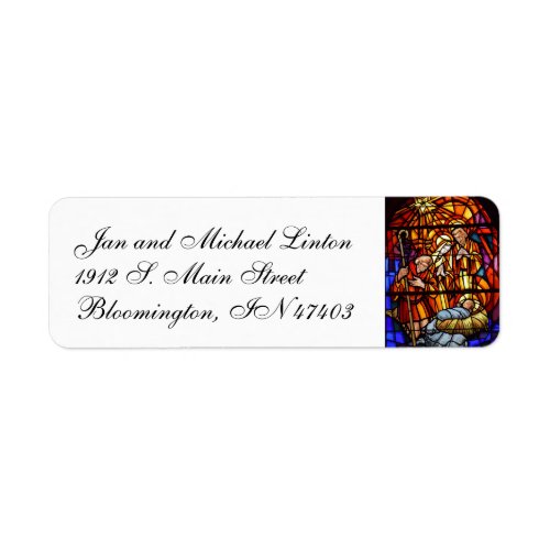 Nativity Colorful Stained Glass Return Address Label