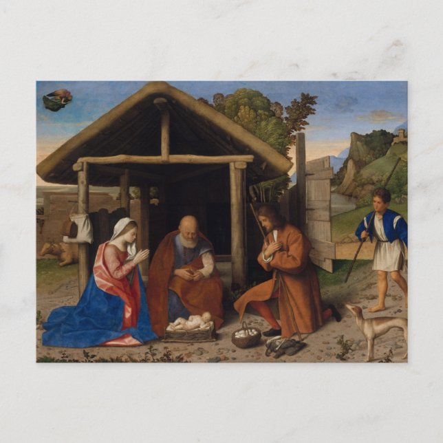 Nativity Crib Adoration of The Shepherds Christmas Holiday Postcard (Front)