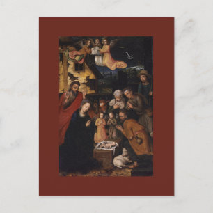 Nativity Crib Adoration of The Shepherds Christmas Holiday Postcard