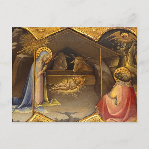 Nativity Crib Blessed Virgin Mary Infant Jesus Holiday Postcard