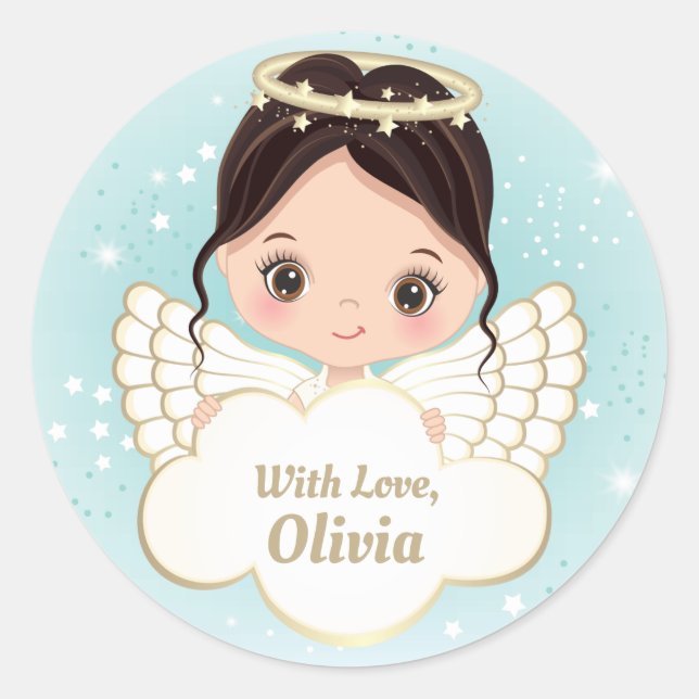 Nativity Cute Angel Holding Cloud Sticker (Front)
