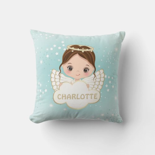 Nativity Cute Angel Holding Cloud Throw Pillow