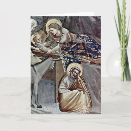 Nativity Detail By Giotto Di Bondone Holiday Card
