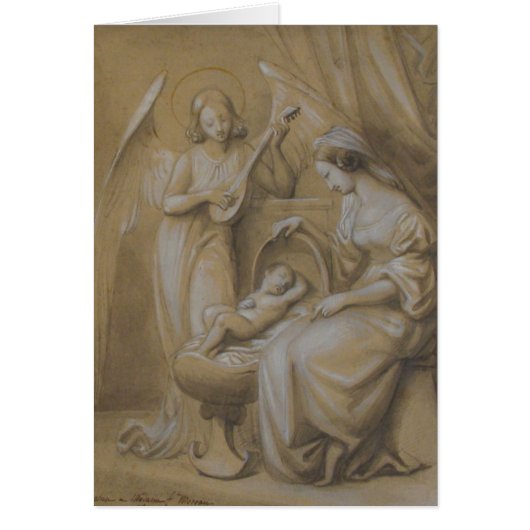 Nativity Drawing Virgin Mary Baby Jesus Angel Crib (Front)