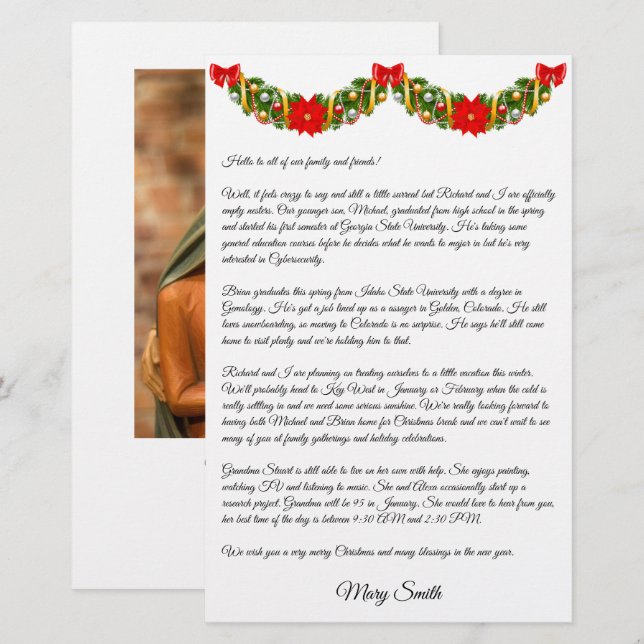 Nativity Family Christmas Newsletter Personalize Stationery (Front/Back)