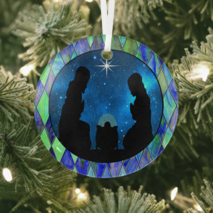 Nativity glass ornament