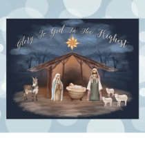 Nativity Glory To God Christmas Christian Holiday Postcard