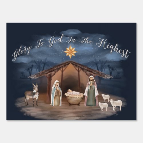 Nativity Glory To God Christmas Christian Sign