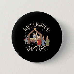 Nativity Happy Birthday Jesus Christmas Nativity C Button