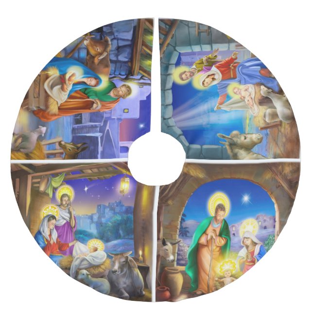 Nativity holiday Christmas tree skirt (Front)