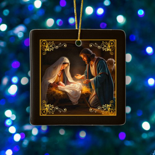 Nativity Holy Family Religious  Ceramic Ornament