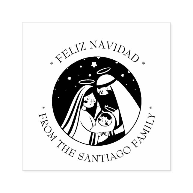 Nativity Holy Family Religious Christmas Spanish Rubber Stamp (Imprint)