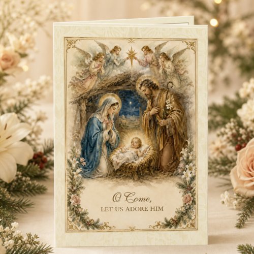 Nativity Holy Family Vintage Catholic  Holiday Card