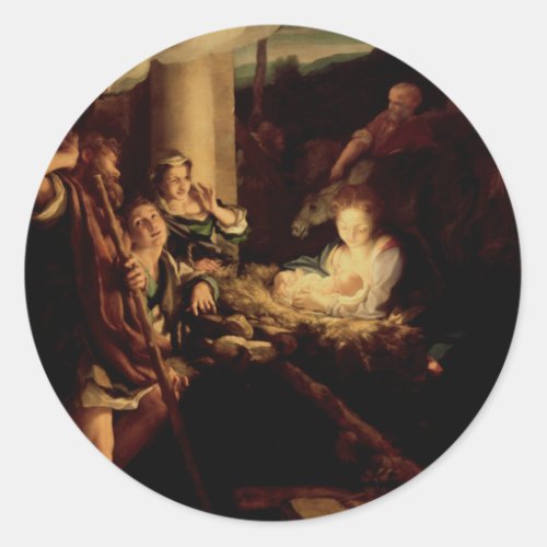 Nativity _ Holy Night _ Correggio _ Renaissance Classic Round Sticker