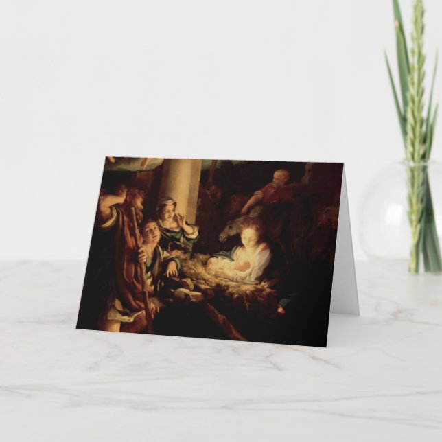 Nativity - Holy Night - Correggio - Renaissance Holiday Card (Front)