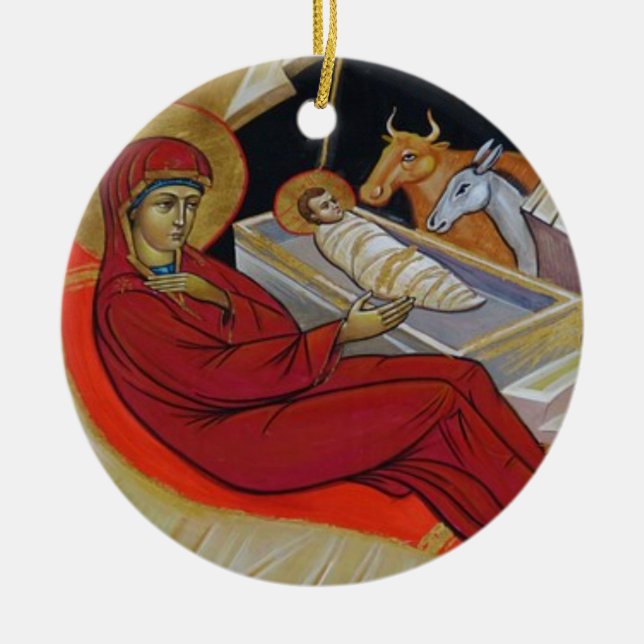 Nativity Icon Christmas Ornament (Front)