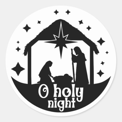 Nativity in Black and White Classic Round Sticker