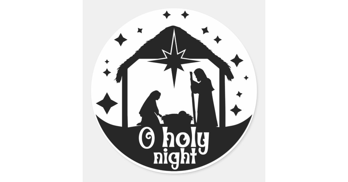 Nativity in Black and White Classic Round Sticker Zazzle