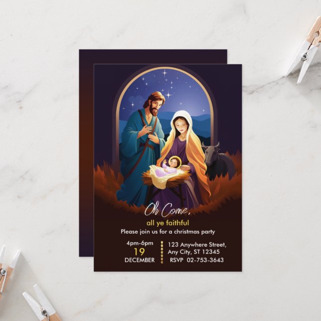 Nativity Invitation Religious Christmas Invitation (Front/Back In Situ)