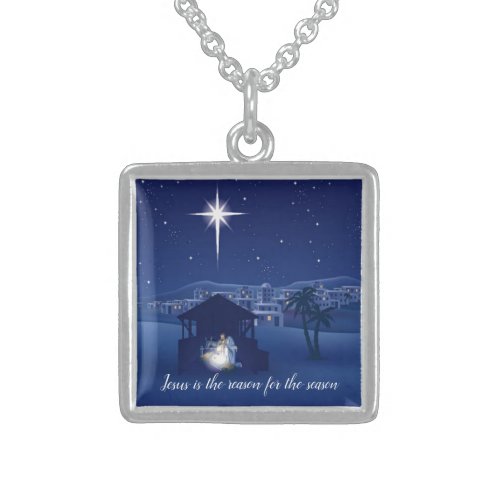 nativity Jesus is the reason Sterling Silver Necklace