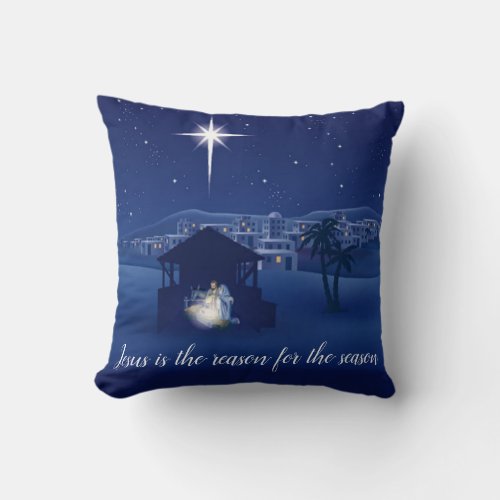 Nativity Jesus is the reason Throw Pillow