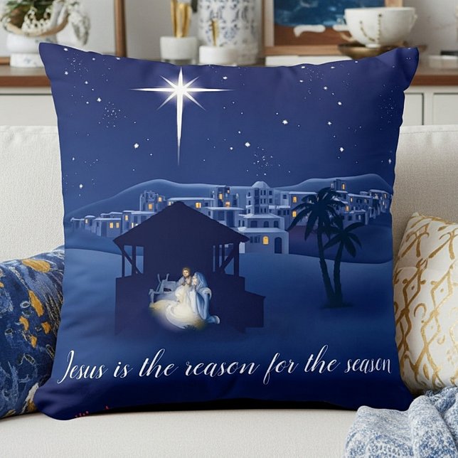 Nativity Jesus is the reason Throw Pillow (Creator Uploaded)