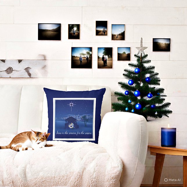 nativity Jesus is the reason Throw Pillow (Creator Uploaded)