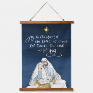 Nativity Joy Watercolor Religious Christmas Hanging Tapestry