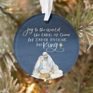 Nativity Joy Watercolor Religious Christmas Ornament