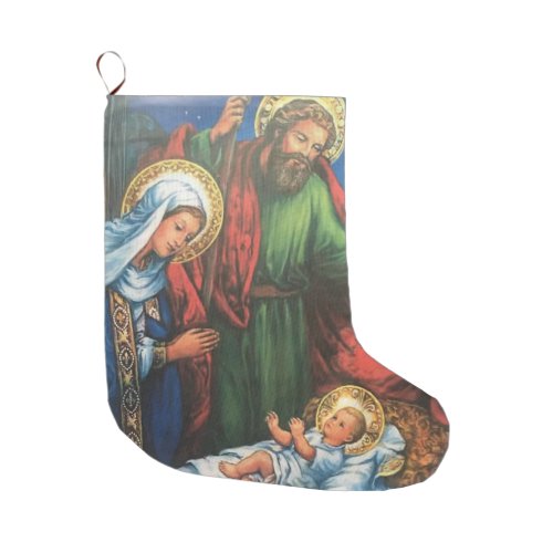 Nativity   large christmas stocking