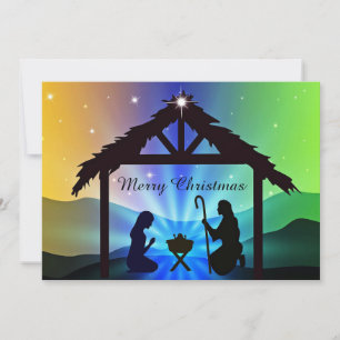 Nativity Manger Christmas Graphic Christmas Flat Holiday Card