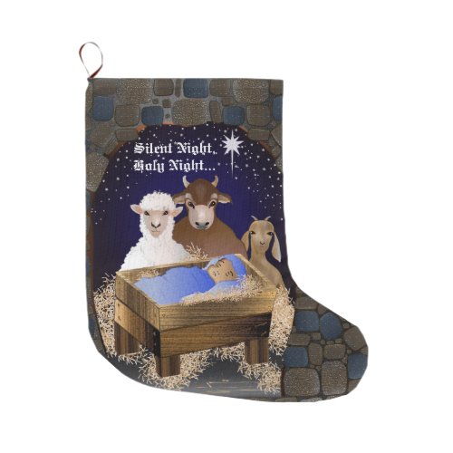 Nativity Manger Christmas Holiday Large Christmas Stocking