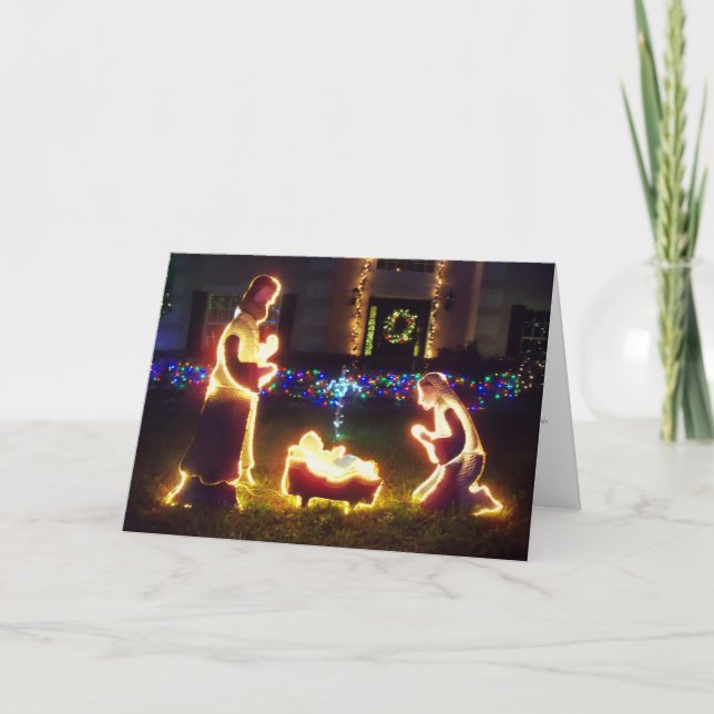 Nativity Manger Scene Isaiah 9:6 Christmas Card (Front)