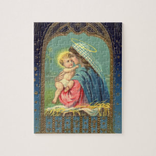 Nativity Mary Holding The Baby Jesus Jigsaw Puzzle