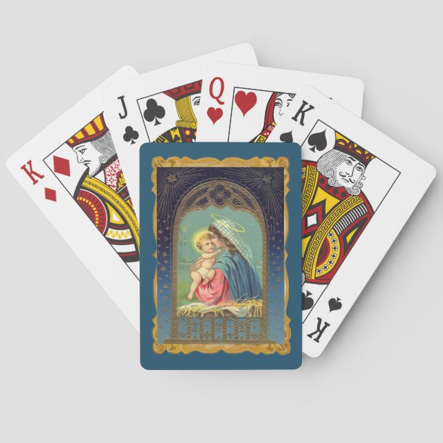 Nativity Mary Holding The Baby Jesus Poker Cards (Back)