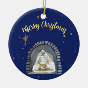 Nativity Merry Christmas Ceramic Ornament