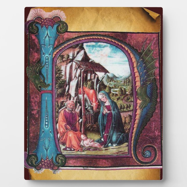 NATIVITY MONOGRAM CHRISTMAS PARCHMENT PLAQUE (Front)