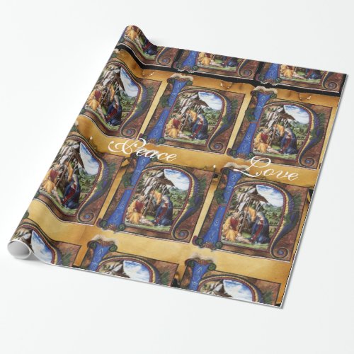 NATIVITY MONOGRAM CHRISTMAS PARCHMENT WRAPPING PAPER