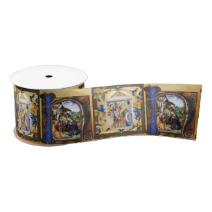 NATIVITY MONOGRAM PARCHMENT SATIN RIBBON