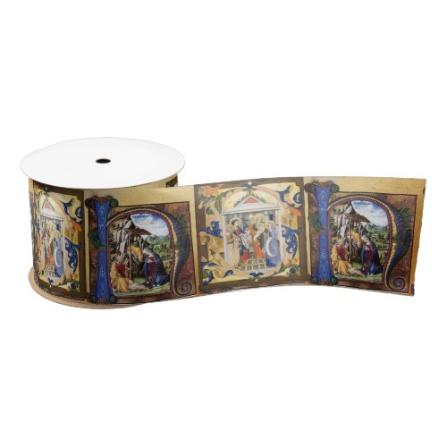 NATIVITY MONOGRAM PARCHMENT SATIN RIBBON