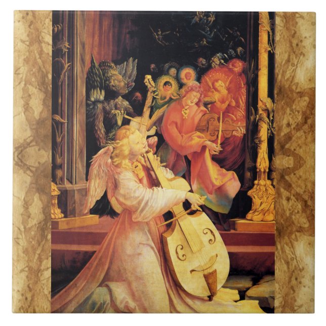 NATIVITY,MUSIC MAKING ANGELS ,MAGIC OF CHRISTMAS  CERAMIC TILE (Front)