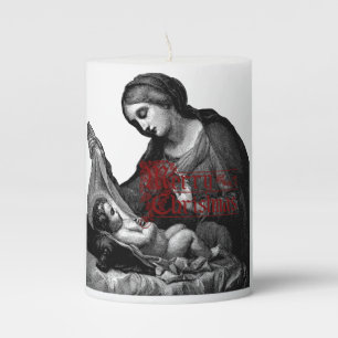 Nativity Newborn Jesus Christmas Devotional Art Pillar Candle