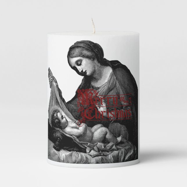 Nativity Newborn Jesus Christmas Devotional Art  Pillar Candle (Front)