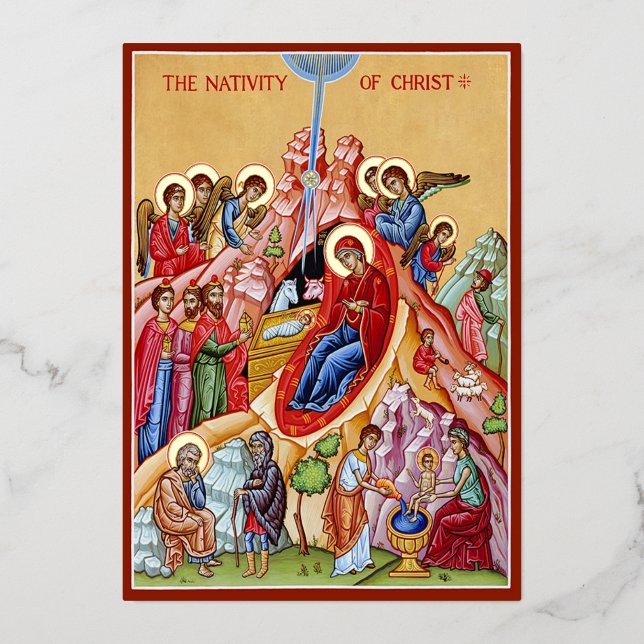 Nativity of Christ Foil Holiday Card (Front)